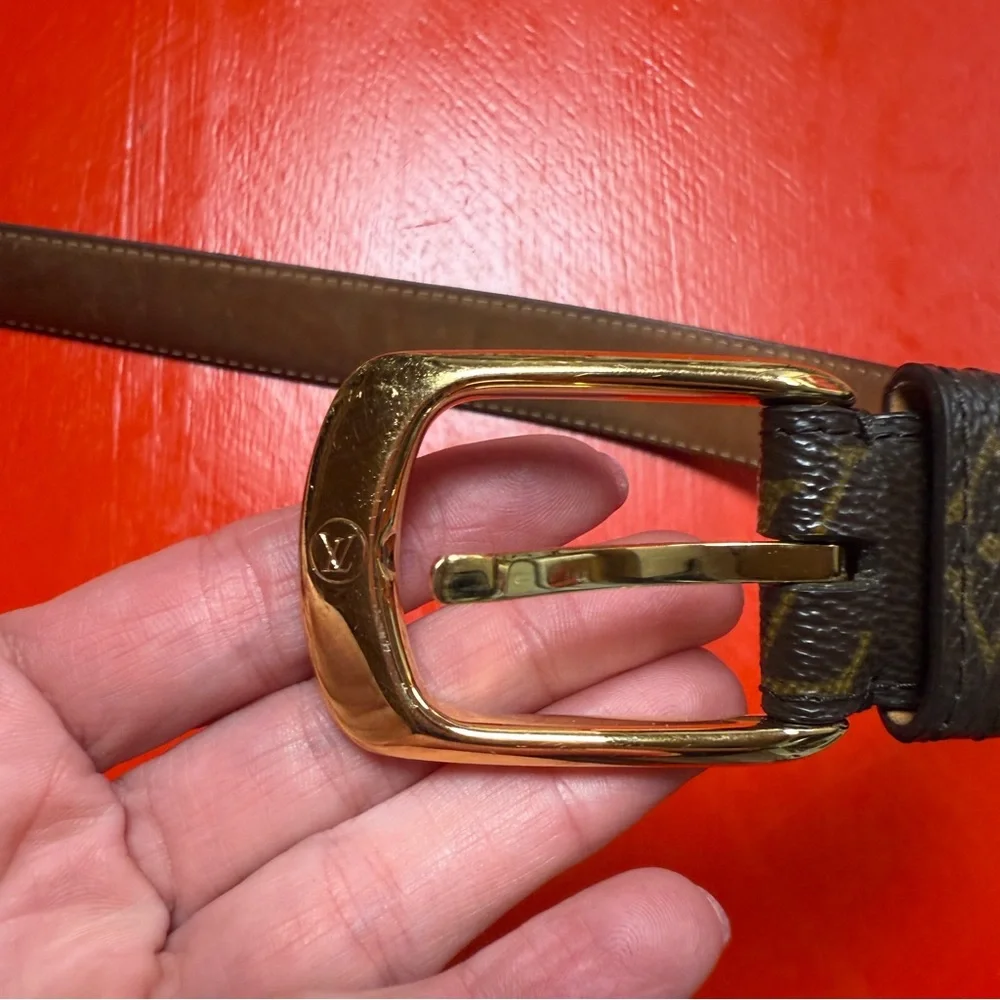 LOUIS VUITTON CURVED BELT SIZE 90 dust bag and box added extra hole